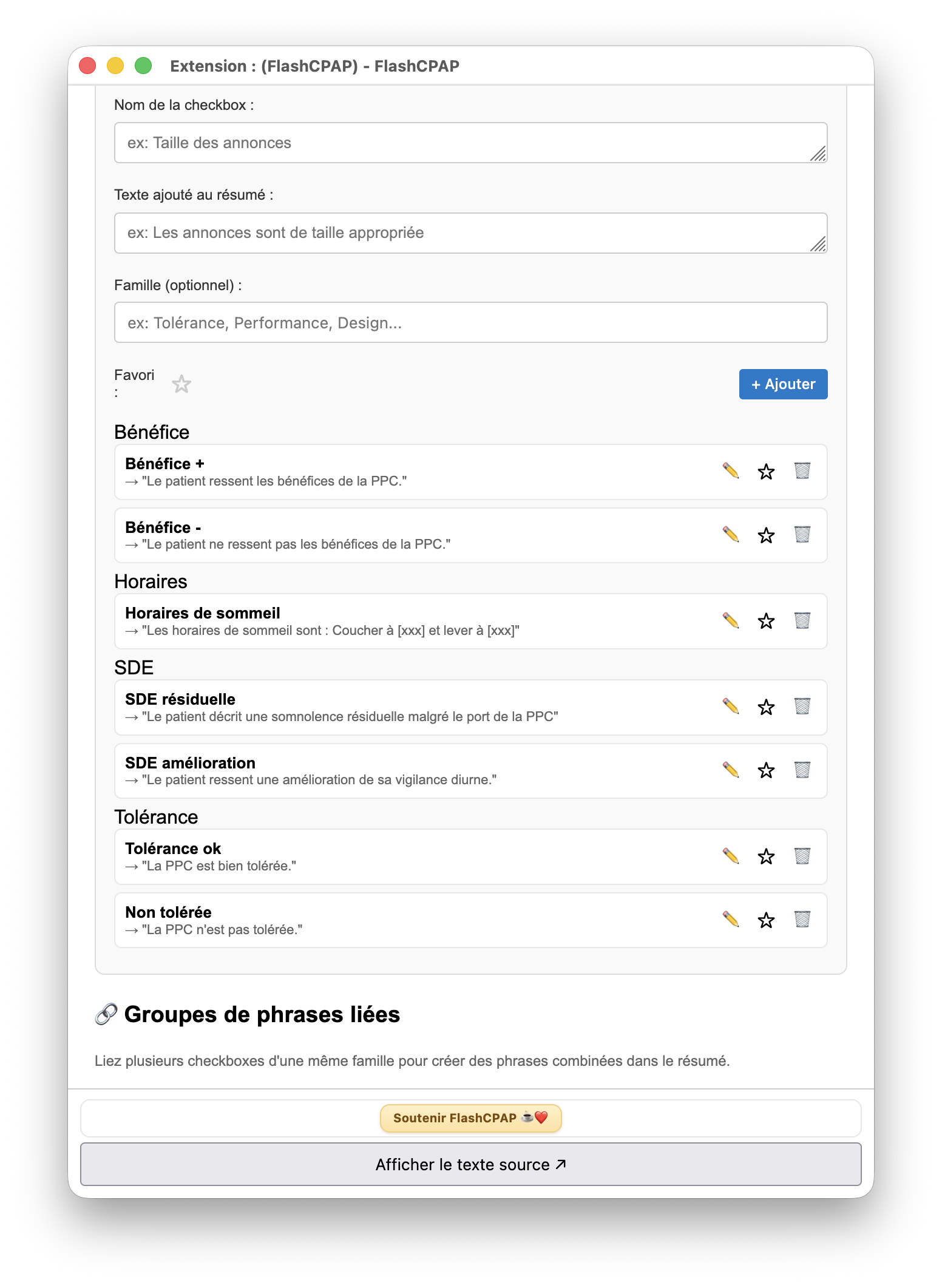 Image 2 — Plusieurs checkboxes classées par familles